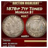 1878-p 7tf Morgan Dollar Toned $1 ms65+ SEGS