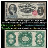1891 $1 large size Silver Certificate Martha Washi
