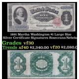 1891 $1 large size Silver Certificate Martha Washi