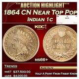 1864 CN Indian Cent Near Top Pop 1c ms66+ SEGS