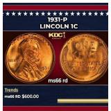 1931-p Lincoln Cent 1c Grades ms66 rd
