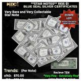 10x **STAR NOTES** 1935 $1 Blue Seal Silver Certif