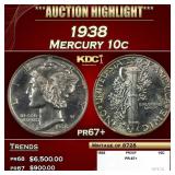 1938 Proof Mercury Dime 10c pr67+ SEGS