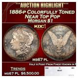 1886-p Morgan Dollar Colorfully Toned Near Top Pop