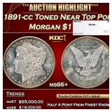 1891-cc Morgan Dollar Toned Near Top Pop $1 ms66+