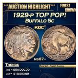 1929-p Buffalo Nickel TOP POP! 5c ms67+ SEGS