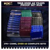 1968-2008 40 Years Proof Set Run - 273 Coins, 41 C
