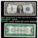 1934 $1 Blue Seal Silver Certificate 'Funnyback' G