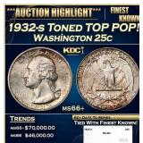 1932-s Washington Quarter Toned TOP POP! 25c ms66+