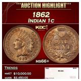 1862 Indian Cent 1c ms66+ SEGS