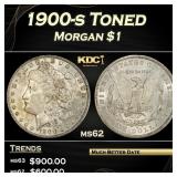 1900-s Morgan Dollar Toned $1 Grades ms62