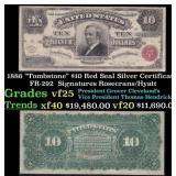 1886 $10 Red Seal Silver Certificate 'Tombstone' F