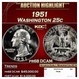 1951 Proof Washington Quarter 25c pr68 DCAM SEGS