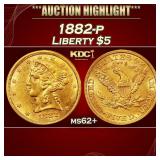 1882-p Gold Liberty Half Eagle $5 ms62+ USCG