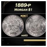 1889-p Morgan Dollar $1 Grades ms63