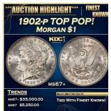 1902-p Morgan Dollar TOP POP! $1 Grades ms67+