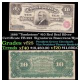 1886 $10 Red Seal Silver Certificate 'Tombstone' F