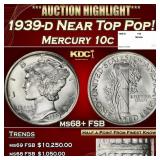 1939-d Mercury Dime Near Top Pop! 10c ms68+ FSB SE