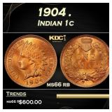 1904 Indian Cent . 1c Grades ms66 rb