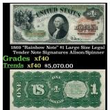 1869 $1 Large Size Legal Tender Note "Rainbow Note