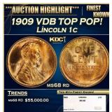 1909 VDB Lincoln Cent TOP POP! 1c ms68 rd SEGS