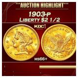 1903-p Gold Liberty Quarter Eagle $2 1/2 ms66+ SEG