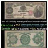 1891 $2 Treasury Note Grades vf++ Signatures Rosec