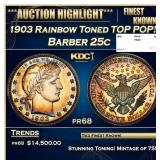1903 Proof Barber Quarter Rainbow Toned TOP POP! 2