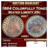 1864 Proof Seated Liberty Quarter Colorfully Toned