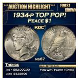1934-p Peace Dollar TOP POP! $1 ms67 SEGS