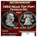 1954 Proof Franklin Half Dollar Near Top Pop! 50c