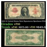 1923 $1 United States Note Grades vf++ Signatures