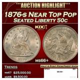 1876-s Seated Half Dollar Near Top Pop 50c ms66+ S