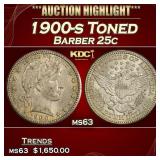 1900-s Barber Quarter Toned 25c ms63 USCG