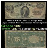 1869 $1 Large Size Legal Tender Note "Rainbow Note