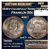 1949-p Franklin Half Dollar Colorfully Toned TOP P