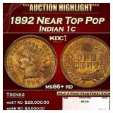 1892 Indian Cent Near Top Pop 1c ms66+ rd SEGS