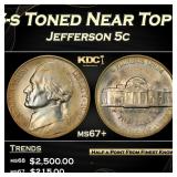 1946-s Jefferson Nickel Toned Near Top Pop 5c ms67