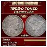1902-o Barber Quarter Toned 25c ms65+ SEGS