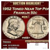 1952 Proof Franklin Half Dollar Toned Near Top Pop
