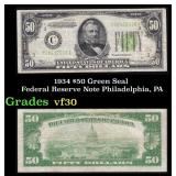 1934 $50 Green Seal Federal Reserve Note Philadelp
