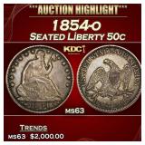 1854-o Seated Half Dollar 50c ms63 USCG