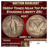 1920-p Standing Liberty Quarter Toned Near Top Pop