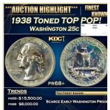 1938 Proof Washington Quarter Toned TOP POP! 25c p