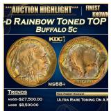1938-d Buffalo Nickel Rainbow Toned TOP POP! 5c ms
