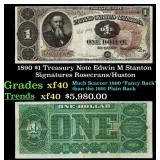 1890 $1 Treasury Note Edwin M Stanton Grades xf Si
