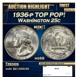 1936-p Washington Quarter TOP POP! 25c ms68 SEGS