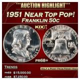 1951 Proof Franklin Half Dollar Near Top Pop! 50c