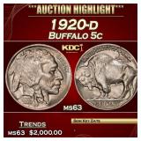 1920-d Buffalo Nickel 5c ms63 USCG