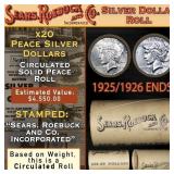 20 Peace Dollars $1 SEARS Roll Circ 1925/1926 Ends